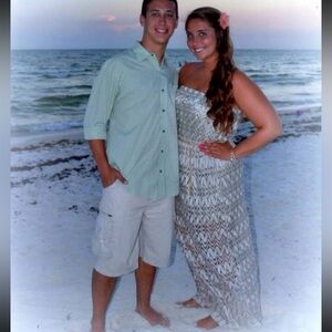 Chic Cream Patterned Maxi Dress